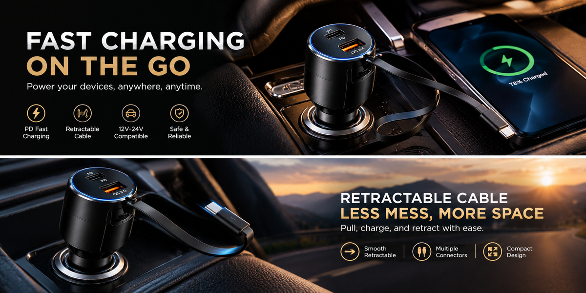 Fast charging retractable car charger
